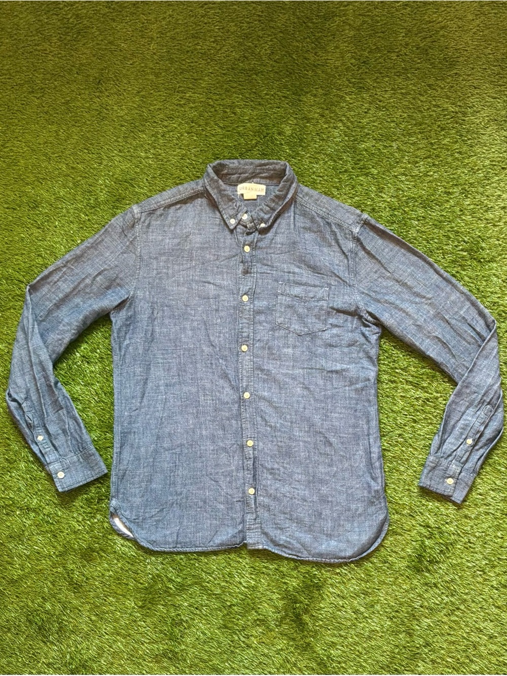 Urban Man Blue Chambray Button-Down Shirt Large